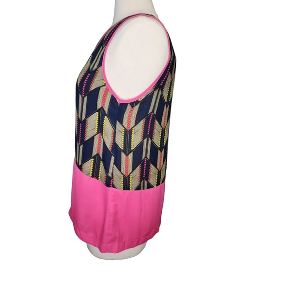 C. Luce Women Pink Sleeveless Blouse Chevron Herringbone Size Medium - Picture 3 of 9